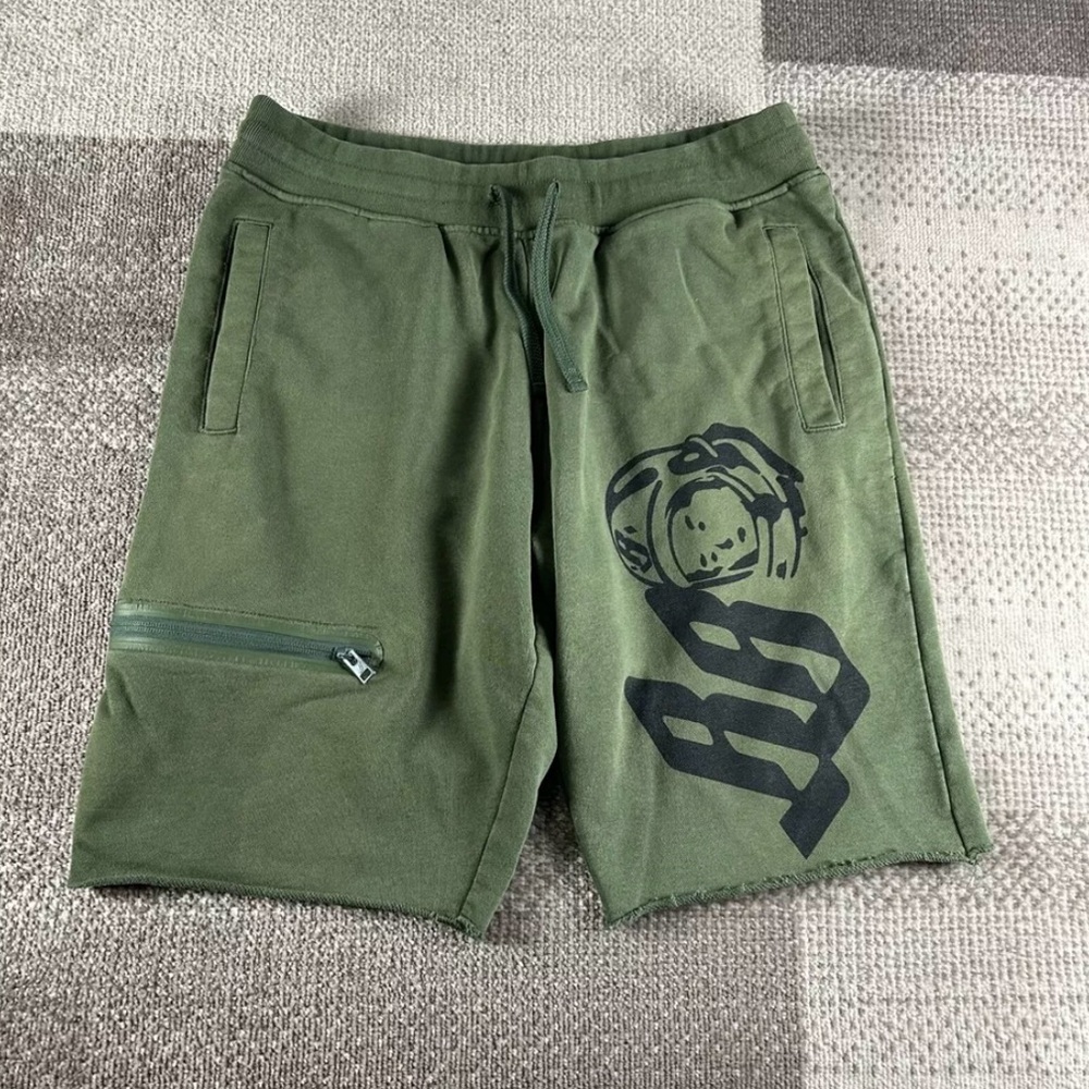 Billionaire Boys Club Men’s Army Green Graphic Shorts - Medium